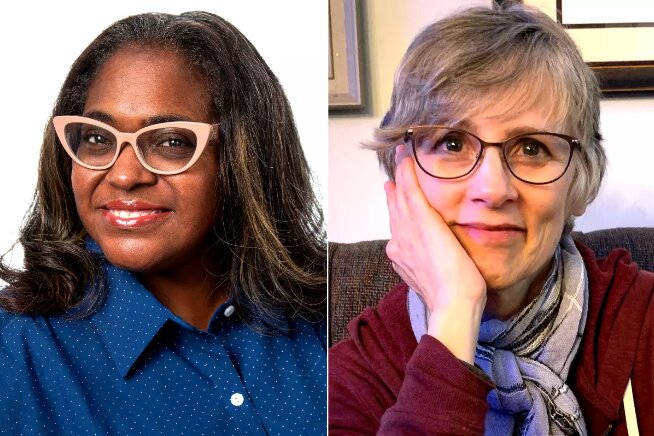Veteran journalists Dawn Burkes, left, and Amy Hubbard take on management roles, helping to lead the growing department and hone coverage strategies around breaking news. (Los Angeles Times)